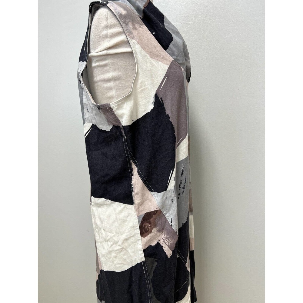 NWT ForCynthia Navy Multicolor Linen Blend Cowl Neck Maxi Dress Size L MSRP $120 - Picture 11 of 16